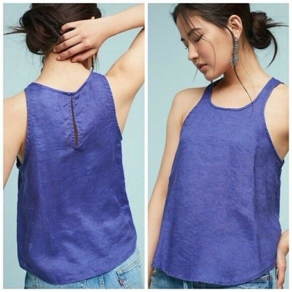 Anthropologie Maeve Linen purple "Joya" Swing Tank sz: XS - Picture 2 of 6